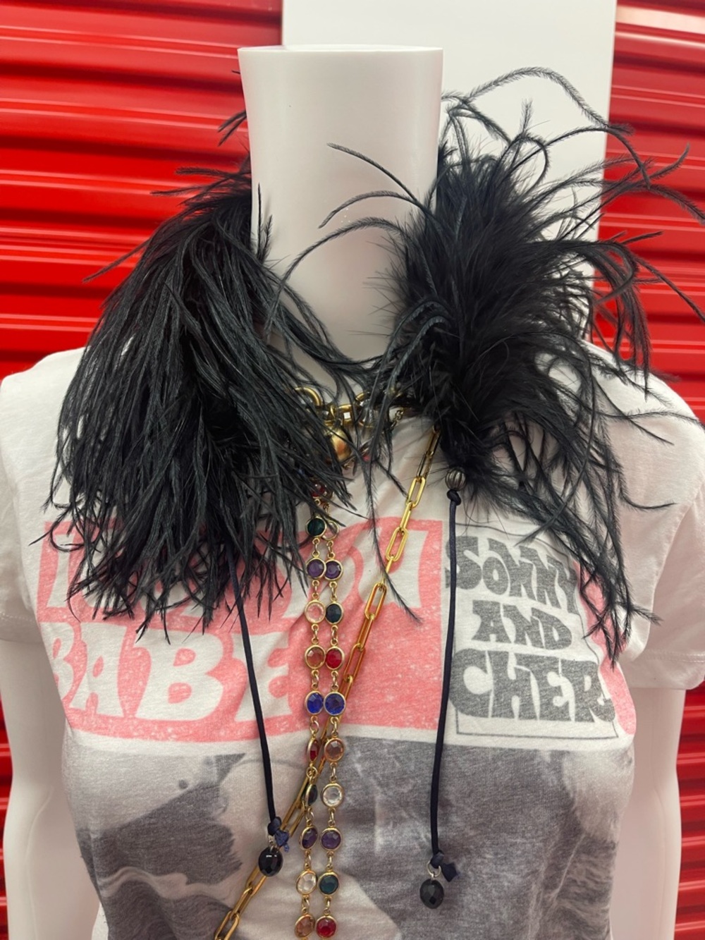 Black Ostrich Feather Statement Collar